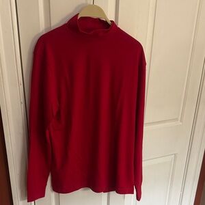 Lands' End Vibrant Red Mock Neck Long Sleeve Top